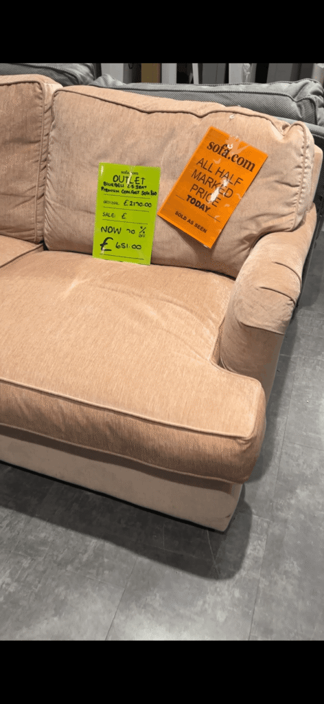 Where do interior designers buy sofas Sofa.com Bluebell 2.5 seat sofa bed at an outlet store, reduced from £2,170 to £651